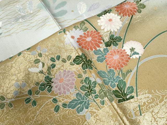 平和屋着物●訪問着　網目草花文　暈し染め　金彩　さが美扱い　ロング丈　正絹　逸品　CABB4322yc