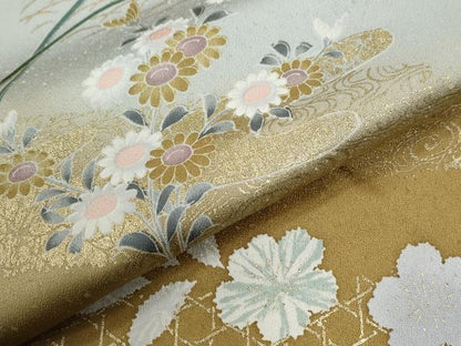平和屋着物●訪問着　網目草花文　暈し染め　金彩　さが美扱い　ロング丈　正絹　逸品　CABB4322yc