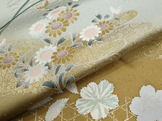 平和屋着物●訪問着　網目草花文　暈し染め　金彩　さが美扱い　ロング丈　正絹　逸品　CABB4322yc