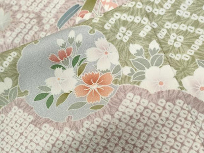 平和屋着物●訪問着　雪輪吉祥草花文　暈し染め　金彩　正絹　逸品　CABB4324yc