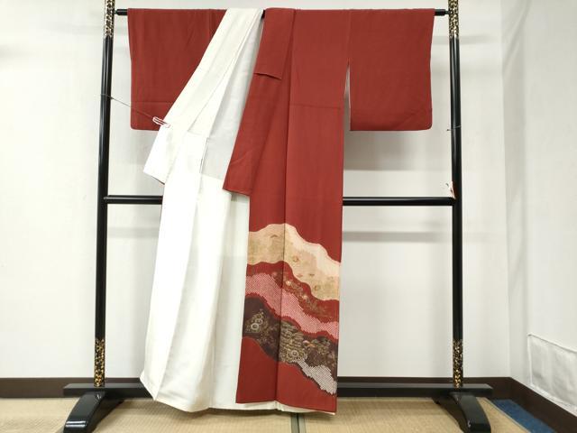 平和屋着物●豪華色留袖　絞り　刺繍　道長松竹梅風景花文　金彩　鬼しぼ縮緬　正絹　逸品　CABB4325yc 平和屋着物○豪華色留袖 絞り 刺繍 道長松竹梅風景花文 金彩 鬼