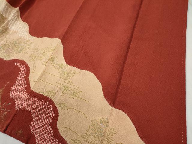 平和屋着物○豪華色留袖 絞り 刺繍 道長松竹梅風景花文 金彩 鬼