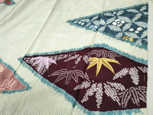 平和屋着物●訪問着　総刺繍　総絞り　菱花唐草文　金糸　正絹　逸品　未使用　CABB4326yc