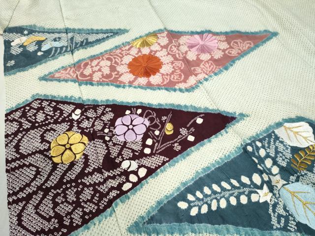 平和屋着物●訪問着　総刺繍　総絞り　菱花唐草文　金糸　正絹　逸品　未使用　CABB4326yc