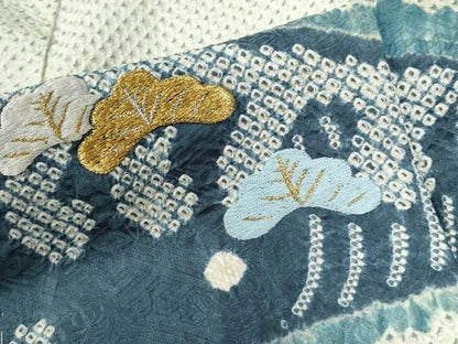 平和屋着物●訪問着　総刺繍　総絞り　菱花唐草文　金糸　正絹　逸品　未使用　CABB4326yc