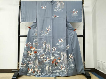 平和屋着物●訪問着　刺繍　立波梅枝垂れ花文　正絹　逸品　未使用　CABB4331yc