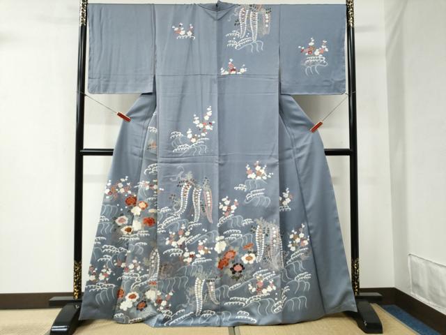 平和屋着物●訪問着　刺繍　立波梅枝垂れ花文　正絹　逸品　未使用　CABB4331yc