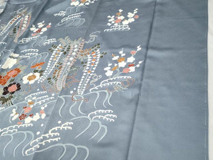 平和屋着物●訪問着　刺繍　立波梅枝垂れ花文　正絹　逸品　未使用　CABB4331yc