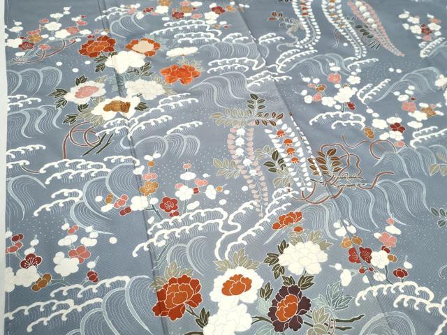 平和屋着物○訪問着 刺繍 立波梅枝垂れ花文 正絹 逸品 未使用
