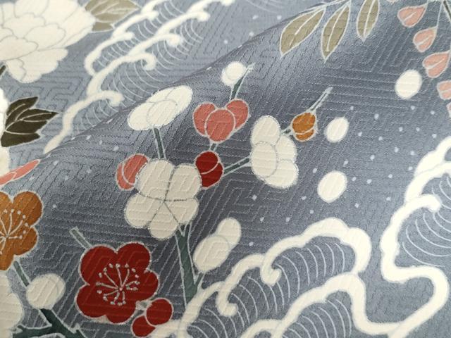 平和屋着物●訪問着　刺繍　立波梅枝垂れ花文　正絹　逸品　未使用　CABB4331yc 平和屋着物○訪問着 刺繍 立波梅枝垂れ花文 正絹 逸品 未使用