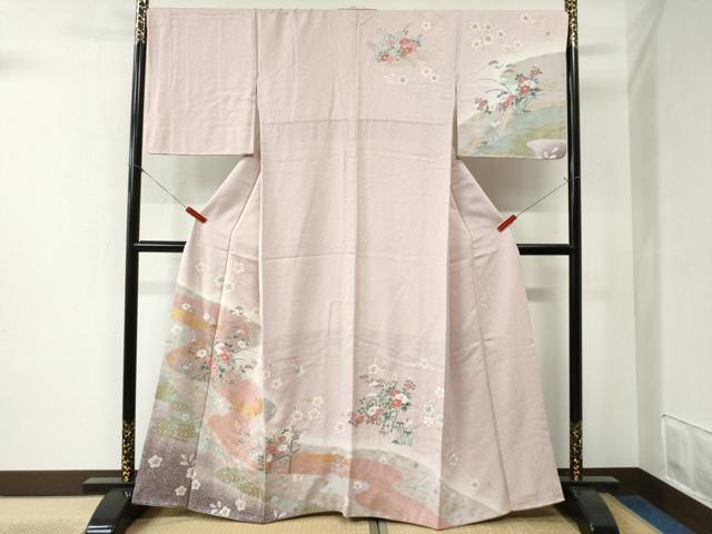 平和屋着物●訪問着　エ霞竜田川草花文　暈し染め　金彩　正絹　逸品　CABB4335yc
