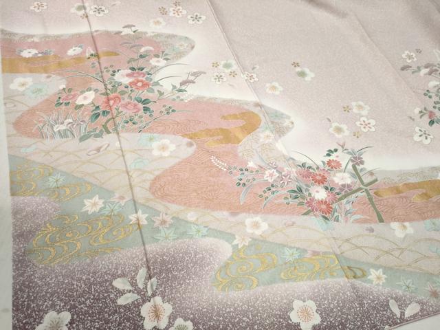 平和屋着物●訪問着　エ霞竜田川草花文　暈し染め　金彩　正絹　逸品　CABB4335yc