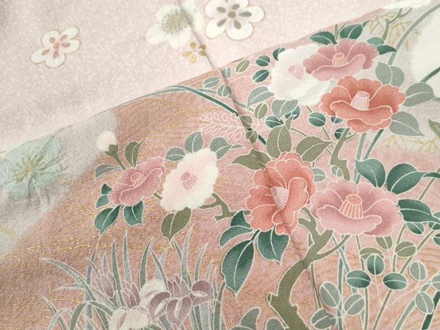 平和屋着物●訪問着　エ霞竜田川草花文　暈し染め　金彩　正絹　逸品　CABB4335yc