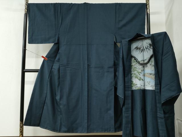 平和屋着物●男性　紬　アンサンブル　100亀甲　正絹　逸品　未使用　CABB4339yc