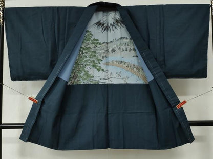 平和屋着物●男性　紬　アンサンブル　100亀甲　正絹　逸品　未使用　CABB4339yc