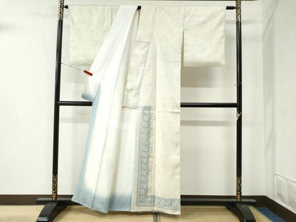 平和屋着物●色留訪問着　総絞り　杢目絞り　舞葉間道　正絹　逸品　CABB4340yc