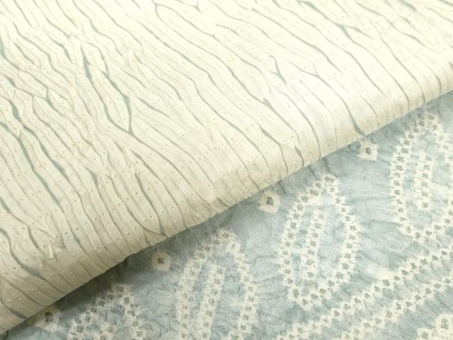 平和屋着物●色留訪問着　総絞り　杢目絞り　舞葉間道　正絹　逸品　CABB4340yc