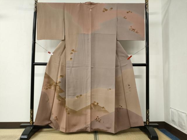 平和屋着物●訪問着　作家物　楓草花文　金彩　正絹　逸品　CABB4343yc