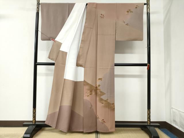 平和屋着物●訪問着　作家物　楓草花文　金彩　正絹　逸品　CABB4343yc