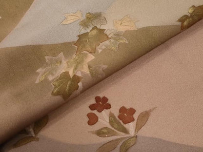 平和屋着物●訪問着　作家物　楓草花文　金彩　正絹　逸品　CABB4343yc