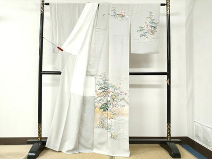 平和屋着物●訪問着　刺繍　松竹梅風景文　暈し染め　金彩　大丸扱い　正絹　逸品　CABB4347yc