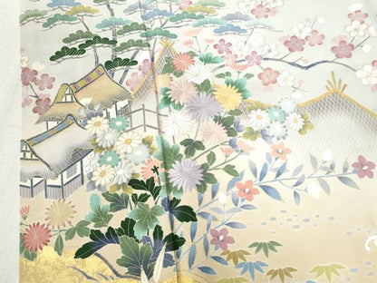 平和屋着物●訪問着　刺繍　松竹梅風景文　暈し染め　金彩　大丸扱い　正絹　逸品　CABB4347yc