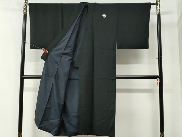 平和屋着物○男性 黒紋付 正絹 逸品 CABB4350yc