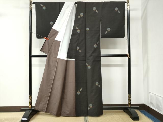 平和屋着物●本場大島紬 7マルキ 泥染め 地空き 独楽 久井絹織物謹製 証紙付き 正絹 逸品 CABB4351yc