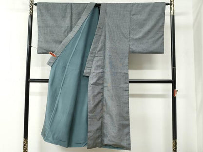 平和屋着物●男性　紬　アンサンブル　格子　正絹　逸品　CABB4356yc