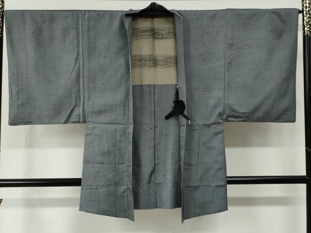 平和屋着物●男性　紬　アンサンブル　格子　正絹　逸品　CABB4356yc