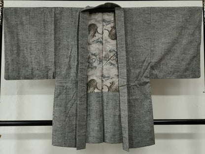 平和屋着物●男性　紬　アンサンブル　霞文　正絹　逸品　CABB4357yc