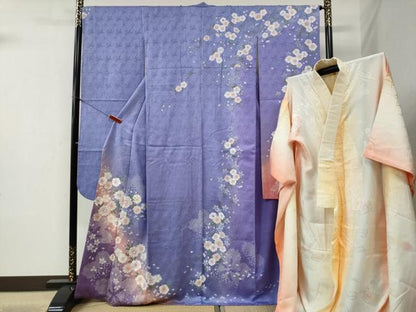 平和屋着物●豪華振袖・長襦袢セット 舞桜文 ラメ糸 暈し染め やまと誂製 正絹 逸品 CABB4358yc