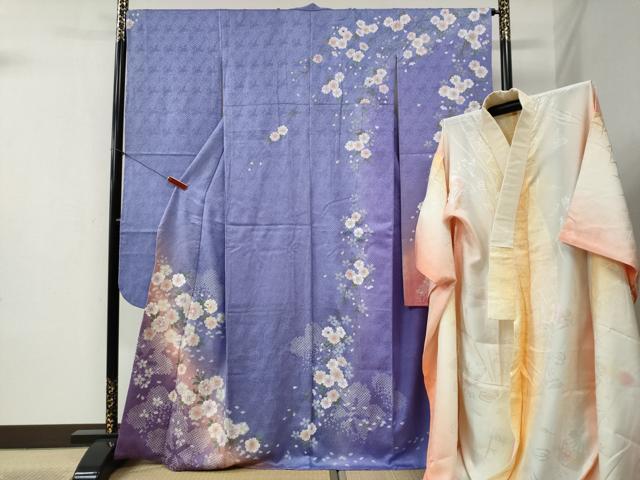 平和屋着物●豪華振袖・長襦袢セット 舞桜文 ラメ糸 暈し染め やまと誂製 正絹 逸品 CABB4358yc