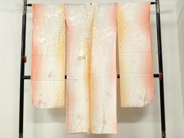 平和屋着物●豪華振袖・長襦袢セット 舞桜文 ラメ糸 暈し染め やまと誂製 正絹 逸品 CABB4358yc