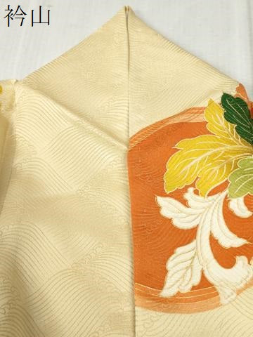 平和屋着物●豪華振袖　駒刺繍　更紗花唐草文　金彩　正絹　逸品　CABB4361yc