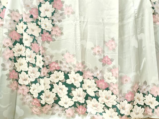 平和屋着物●豪華振袖 雲取り草花文 銀彩 正絹 逸品 CABB4362yc