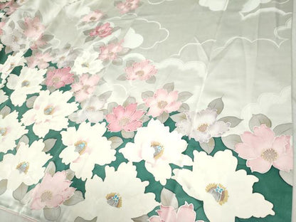 平和屋着物●豪華振袖 雲取り草花文 銀彩 正絹 逸品 CABB4362yc