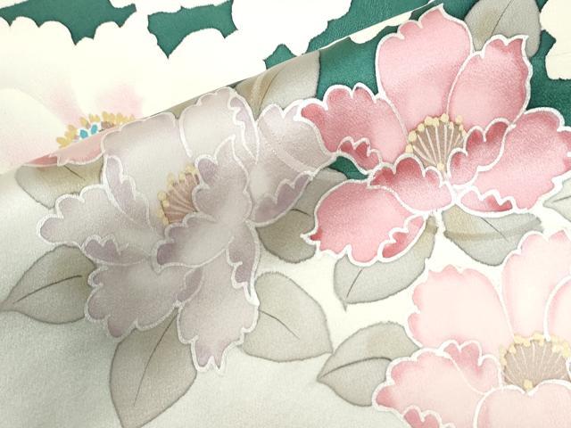 平和屋着物●豪華振袖 雲取り草花文 銀彩 正絹 逸品 CABB4362yc