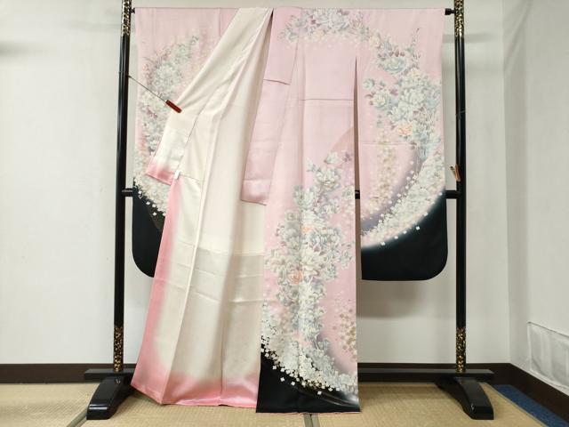 平和屋着物●豪華振袖 花唐草文 暈し染め 金彩 正絹 逸品 CABB4364yc