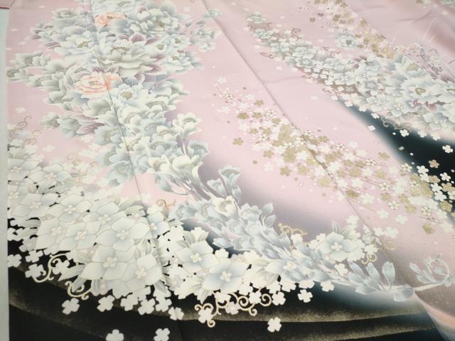 平和屋着物●豪華振袖 花唐草文 暈し染め 金彩 正絹 逸品 CABB4364yc