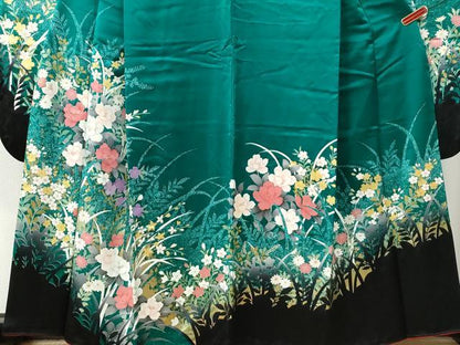 平和屋着物●豪華振袖 草花文 金彩 正絹 逸品 CABB4366yc