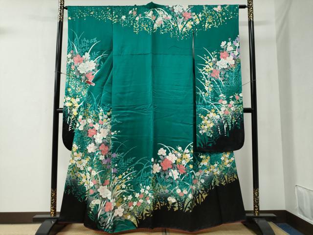 平和屋着物●豪華振袖 草花文 金彩 正絹 逸品 CABB4366yc