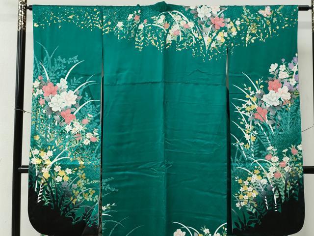 平和屋着物●豪華振袖 草花文 金彩 正絹 逸品 CABB4366yc