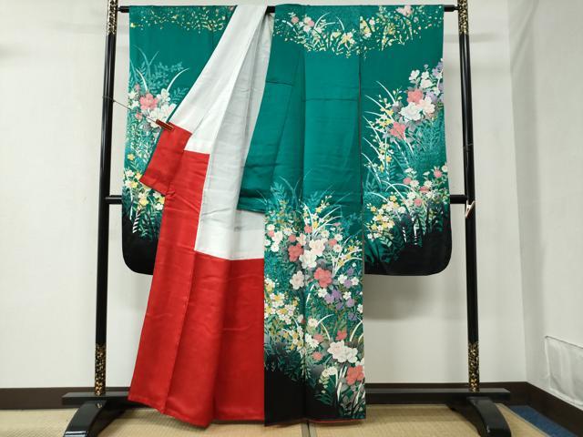 平和屋着物●豪華振袖 草花文 金彩 正絹 逸品 CABB4366yc