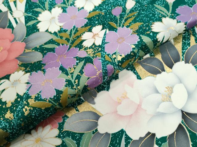 平和屋着物●豪華振袖 草花文 金彩 正絹 逸品 CABB4366yc