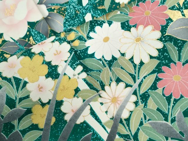平和屋着物●豪華振袖 草花文 金彩 正絹 逸品 CABB4366yc