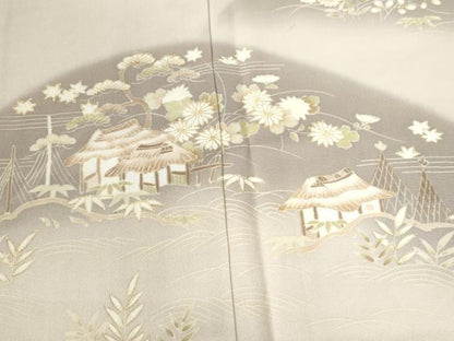 平和屋着物●訪問着 遠山風景草花文 暈し染め 金彩 三越扱い 正絹 逸品 CABB4367yc