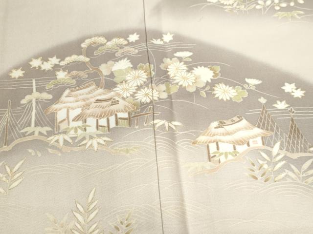平和屋着物●訪問着 遠山風景草花文 暈し染め 金彩 三越扱い 正絹 逸品 CABB4367yc