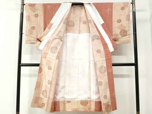 平和屋着物●長襦袢　無双仕立て　泥染　吉祥文　反端付き　正絹　逸品　CABB4368yc