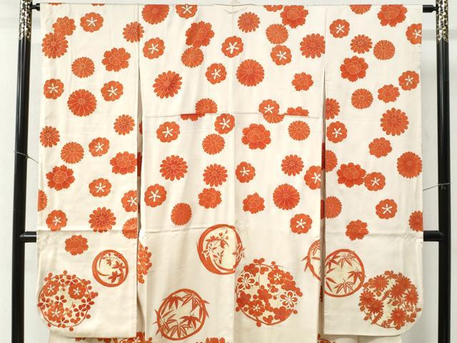 平和屋着物●豪華振袖 駒刺繍 草花丸文 金彩 正絹 逸品 CABB4370yc
